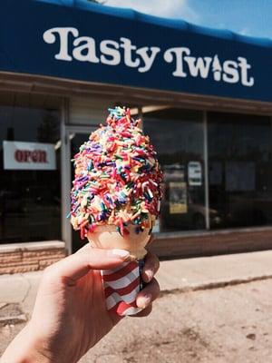 Coconut softserve with sprinkles!