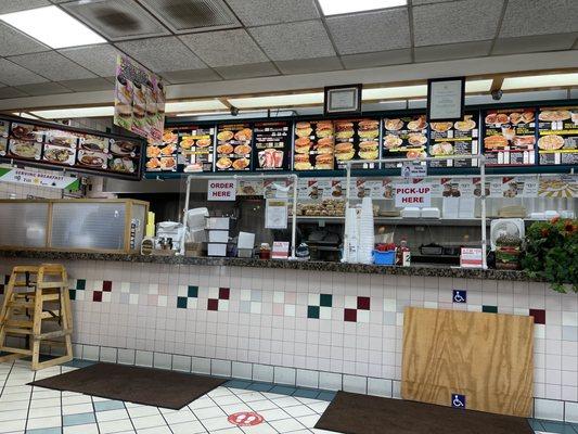 View of the menu from inside the establishment