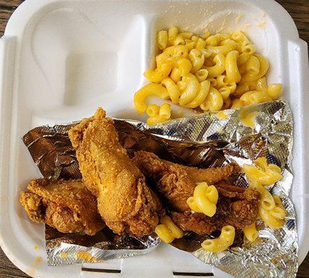 Kids fried chicken with Mac and cheese