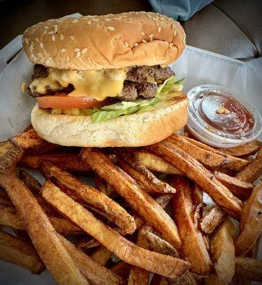 Smash burger and fries