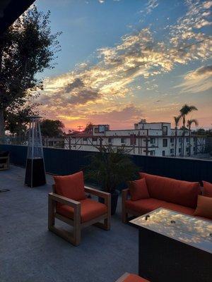 Beautiful sunset on the outdoor patio