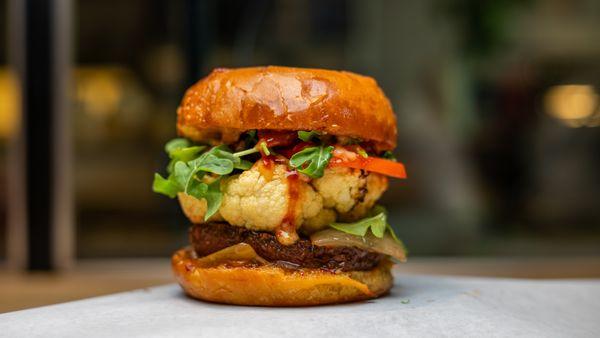 Impossible burger with roasted cauliflower