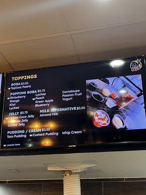 Topping menu