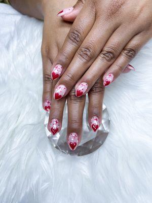 Valentine's Day inspo acrylic nails, by Amy