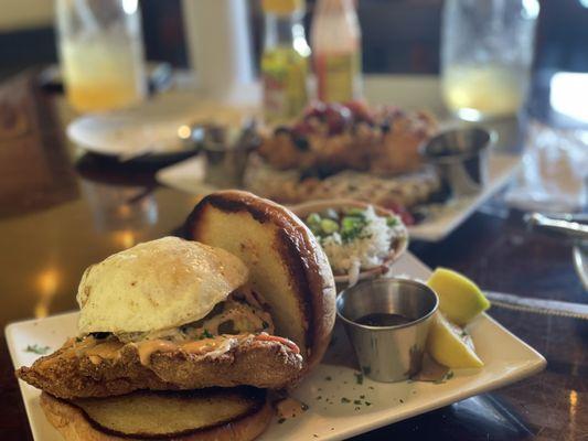 Crispy Fried Catfish Sandwich Lunch Chicken and waffles