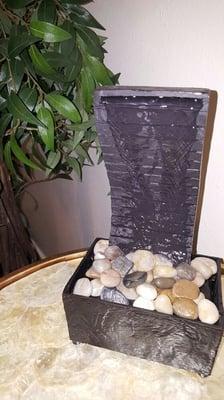 The meditation fountain in the waiting area.