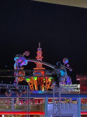 Astro Orbiter from the PeopleMover at night