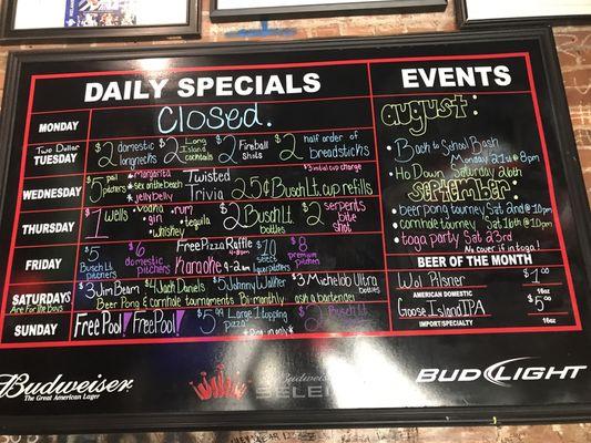 Daily Specials & Events