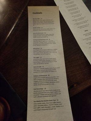 Cocktail Menu