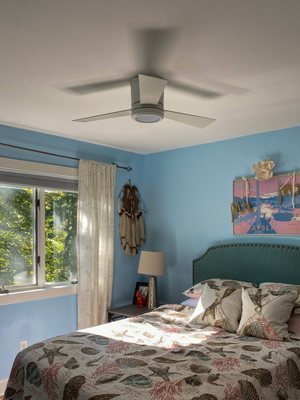 Julian installed 3 low profile ceiling fans in our bedrooms that were perfectly centered and left the rooms thoroughly clean.