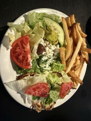 Chicken souvlaki platter