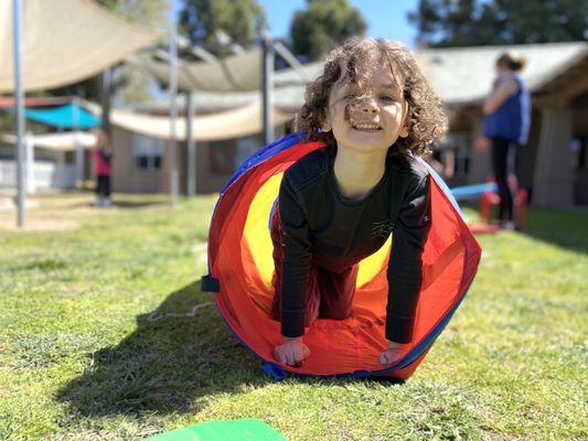 Outdoor wellness and learning in full force through a fun obstacle course.