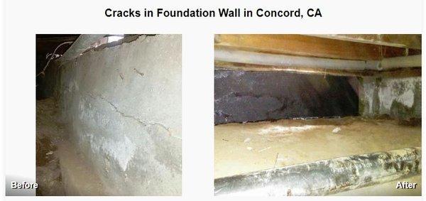 Carbon Armor was applied to the horitzonal crackiing along the foundation to repair and reinforce the foundation.