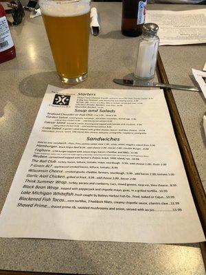 The menu and a spotted cow. Gotta go spotted cow in Wisconsin.