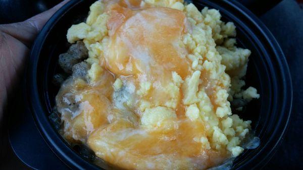 Sausage and egg bowl with cheese-$2.99+ tax