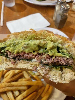 Spicy Guacamole Cheeseburger medium rare