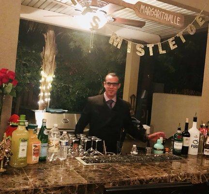 Butler tending bar