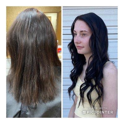 Hair ext before and after