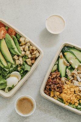 L to R: Green Salad, Cobb Salad