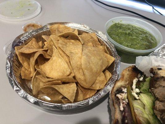 Order of chips with guacamole