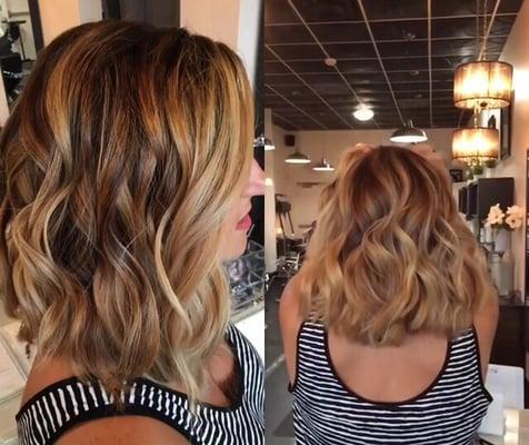 Balayage and beach waves by stylist Melissa