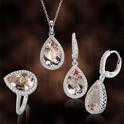 Diamond and Morganite matching sets