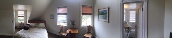 Panorama shot of the "surfmen cove" room. Not pictured: the fireplace