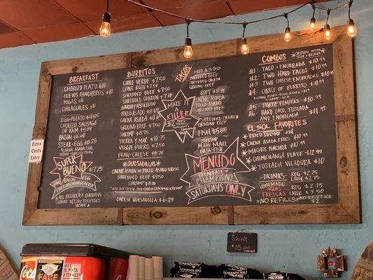 Huge chalk wall menu