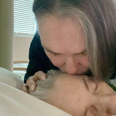 This is me saying goodbye to my mother at Nathan Adelson Hospice.