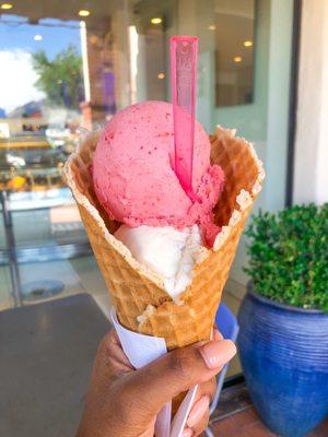 Best gelato ever! Top: strawberries and champagne, bottom:almond