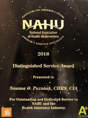 NAHU Distinguished Service Award 2018