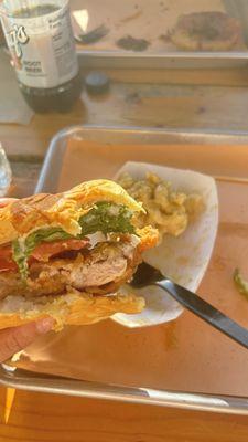 fried chicken sandwich + mac n cheese