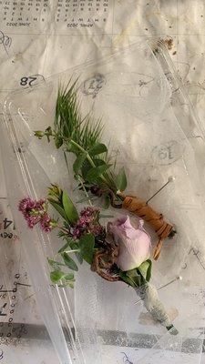 Wedding Corsage and boutonniere. Asked for very natural and neutral colors. The bride is happy.