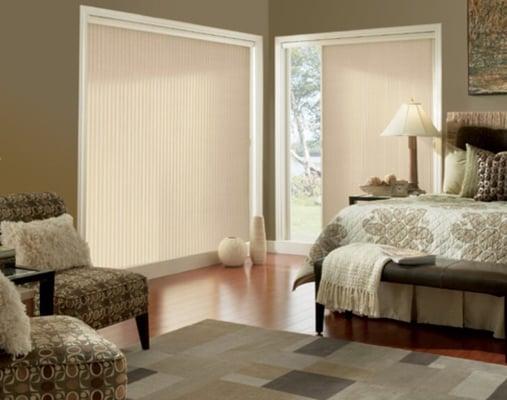 VERTICAL CELLULAR SHADES REPLACE THOSE OLD DREADED VERTICAL BLINDS!!!