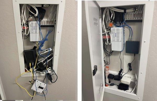 Network panel reorg before and after.