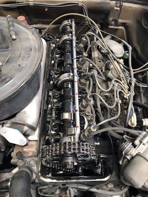 Valve adjustment 15k service. 84 300sd has 300k miles. Timing chain check.