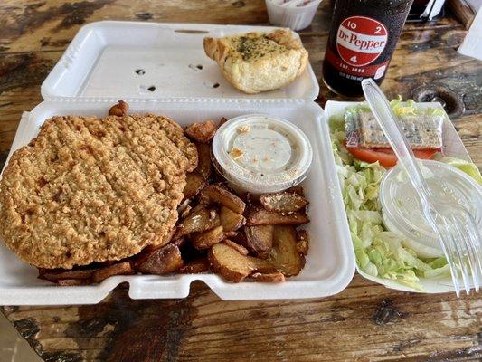 Chicken-Fried Steak Plate: the Home Fries make it special!