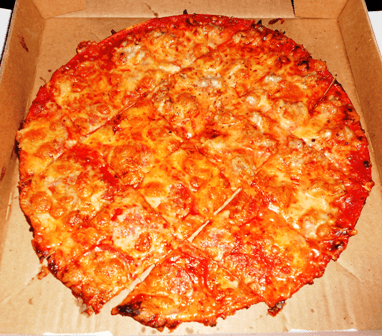 Medium thin crust, 1/2 sausage, 1/2 pepp