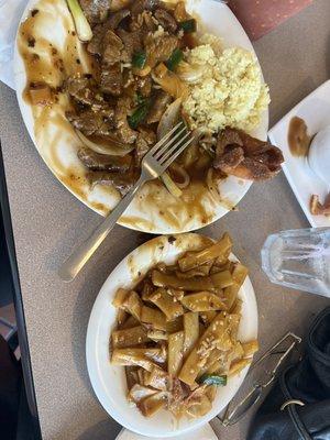 Mongolian Beef. I took out the excessive amount of bamboo shoots. No flavor. Meat was hard and tasteless. Fried wontons were gross