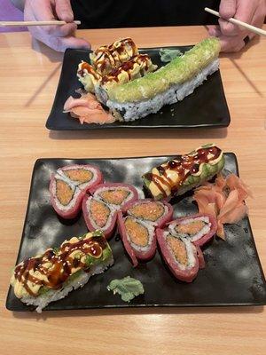 Franzi maki, Sweetheart roll, wasabi Maki and Wisconsin maki.