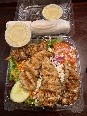 Chicken kabob Greek Salad