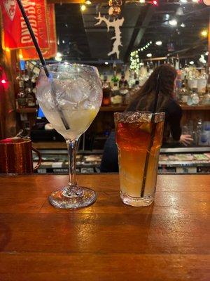 Strawberry Basil Lemonade (almost gone) and a Dark and Stormy