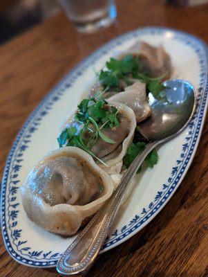 Seasonal (ramp & kimchi) dumplings