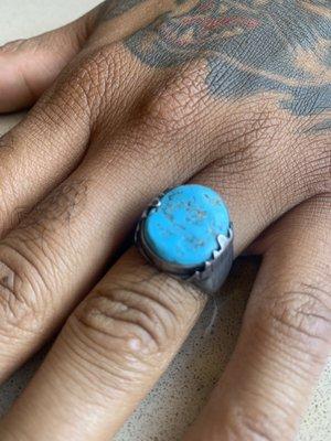 Zuni antique silver and turquoise ring.