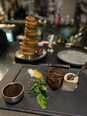 8oz Prime Filet Mignon  Onion Ring Tower