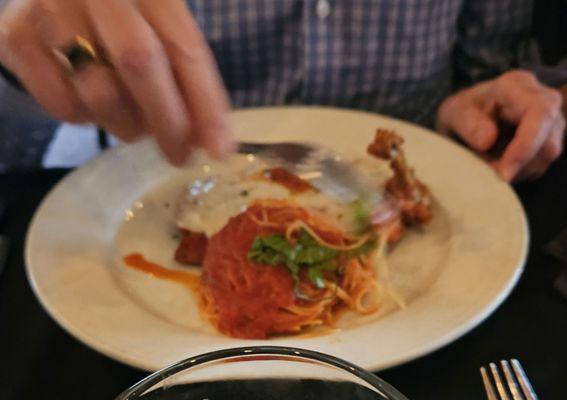 Chicken parmesan, pasta