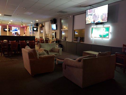 Lounge seating for group sporting events. Watch your favorite team in comfort.