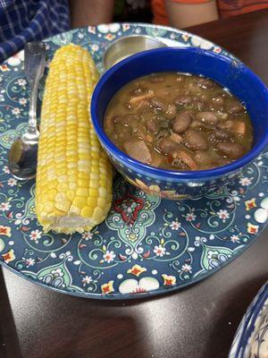 Corn and charro beans