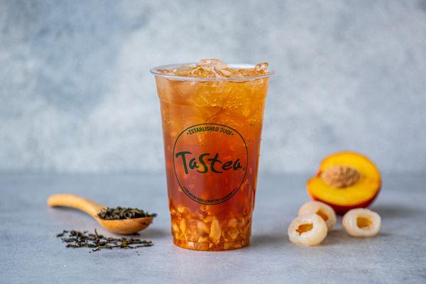 Lychee Peachee - peach black tea with diced lychee