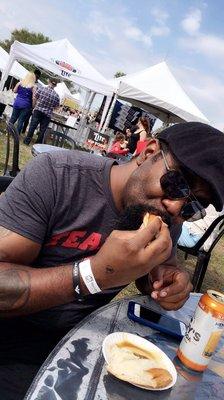 Deshawn W. enjoying the food!